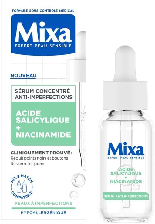 Mixa - Sérum Concentré Anti-Imperfections - Pour peaux à imperfections - Enrichi en Acide Salicylique et Niacinamide - 30 ml