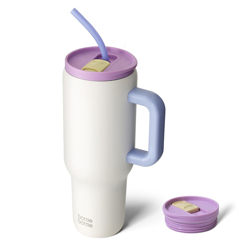 BOTTLE BOTTLE Tasse isotherme 1200 ml, Mug avec paille et poignée, Tasse avec paille sous vide en acier inoxydable pour cadeaux, fêtes, bureau, Café (Vert Menthe)