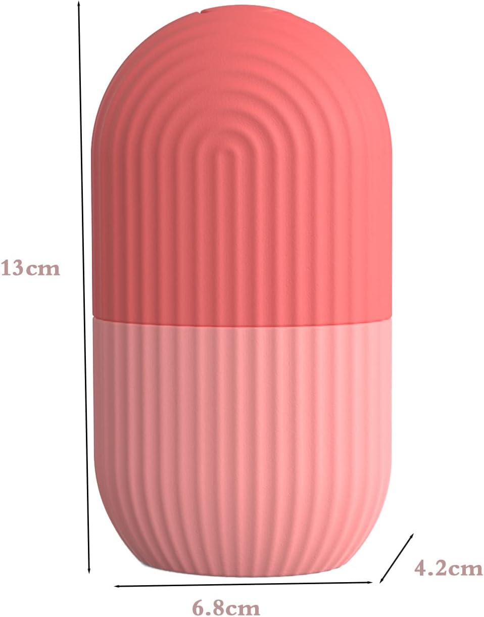 Joyeee Ice Roller, massage de la glace pour les yeux réutilisable, beauté du visage, soins de la peau compresse de glace rétrécit les pores réduit les poches améliore l'élasticité de la peau. (Rose)