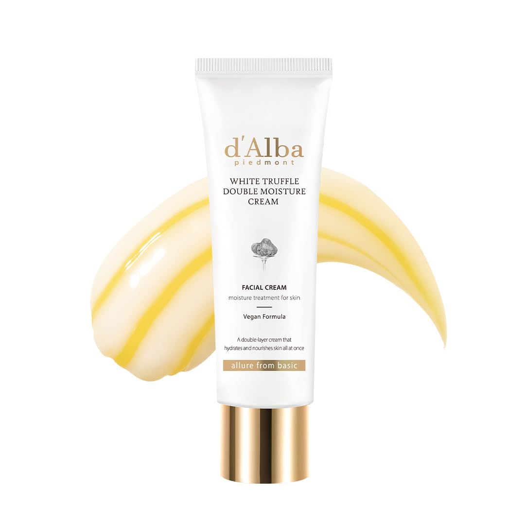 d'Alba Double Sérum et Crème à la Truffe Blanche Italienne, Soin de la Peau Coréen Végétalien, Crème Hydratante Personnalisable 2 en 1 aux Truffes Blanches, Adaptée à Tous les Types de Peau
