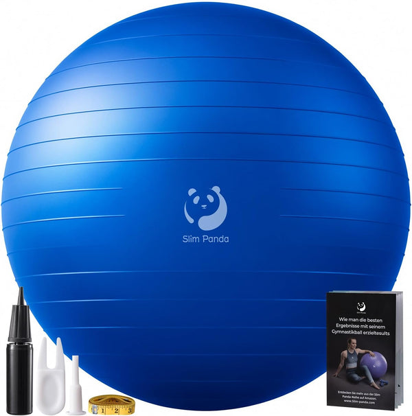 Slim Panda Ballon Pilates, 55-85cm Anti-Slip Ballon de Gymnastique avec Paille de Gonflage, Soft Yoga Ball Équilibre pour Maison, Fitness, Entraînement à l'équilibre