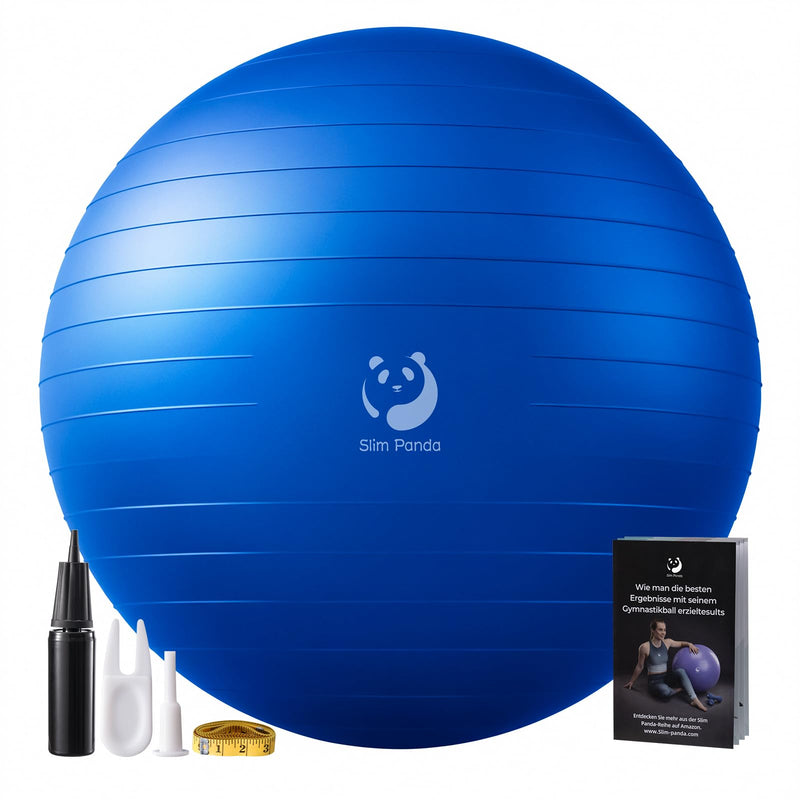 Slim Panda Ballon Pilates, 55-85cm Anti-Slip Ballon de Gymnastique avec Paille de Gonflage, Soft Yoga Ball Équilibre pour Maison, Fitness, Entraînement à l'équilibre