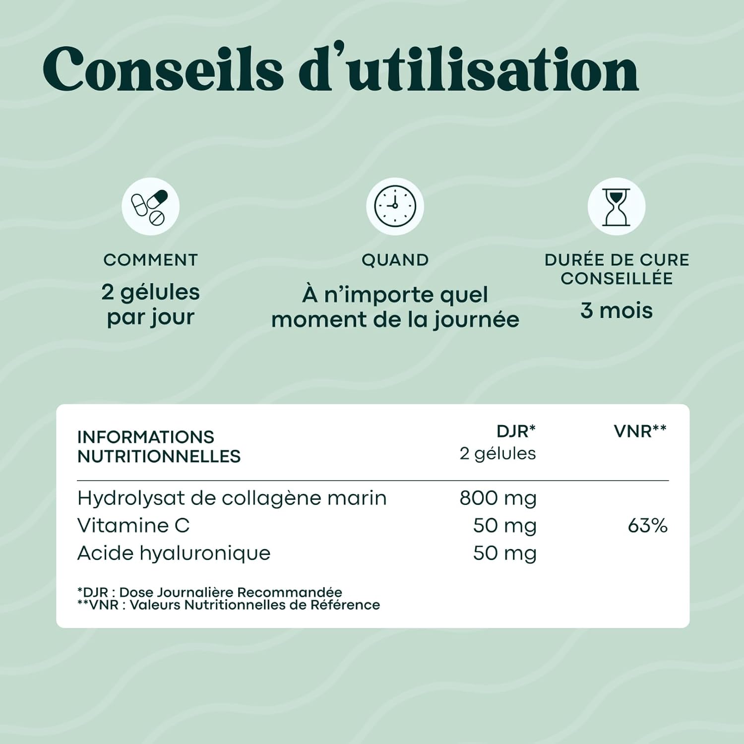 Collagène Marin + Acide Hyaluronique, Peau Hydratée et Articulations Fortes, Cure de 2 mois, 120 Gélules, Collagene Hydrolysé Type 1 Naticol®, Avec Vitamine C, Fabriqué en France, by Novoma
