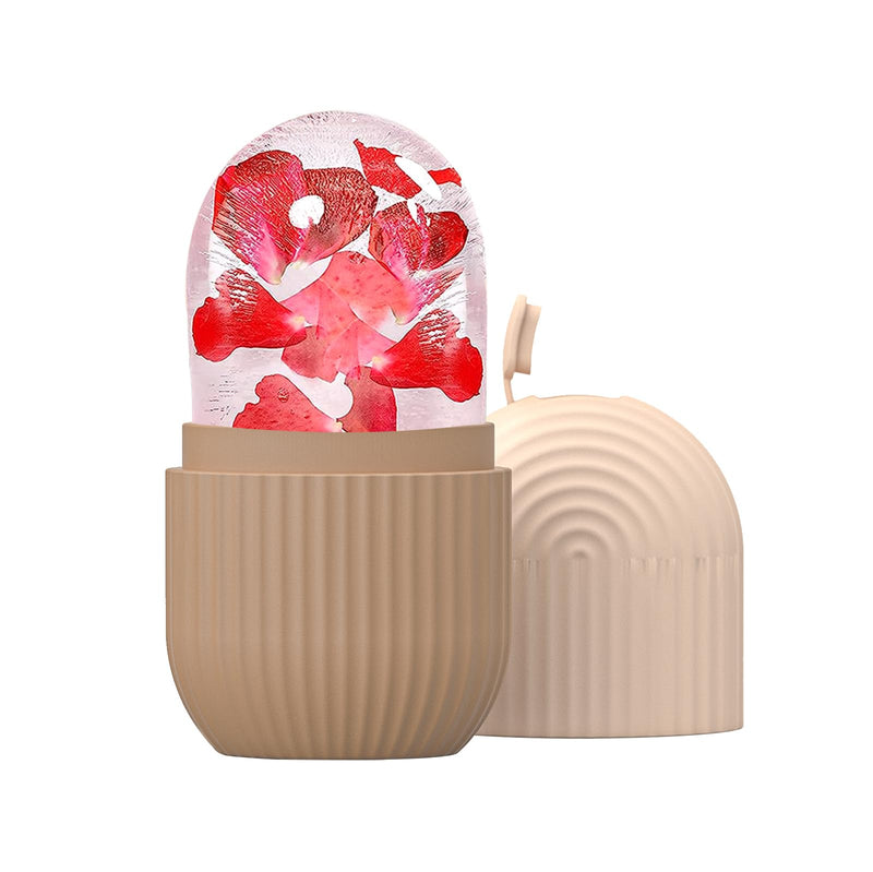 Joyeee Ice Roller, massage de la glace pour les yeux réutilisable, beauté du visage, soins de la peau compresse de glace rétrécit les pores réduit les poches améliore l'élasticité de la peau. (Rose)