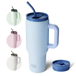 BOTTLE BOTTLE Tasse isotherme 1200 ml, Mug avec paille et poignée, Tasse avec paille sous vide en acier inoxydable pour cadeaux, fêtes, bureau, Café (Vert Menthe)