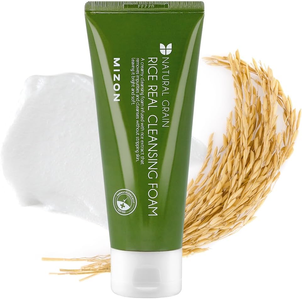 [MIZON] RICE REAL CLEANSING FOAM (150ML) Soin Coréen - Nettoyant Visage Exfoliant Doux à l'Extrait de Riz - Éclat, Nettoyage des Pores et Amélioration du Teint - Peaux Grasses et Mixtes