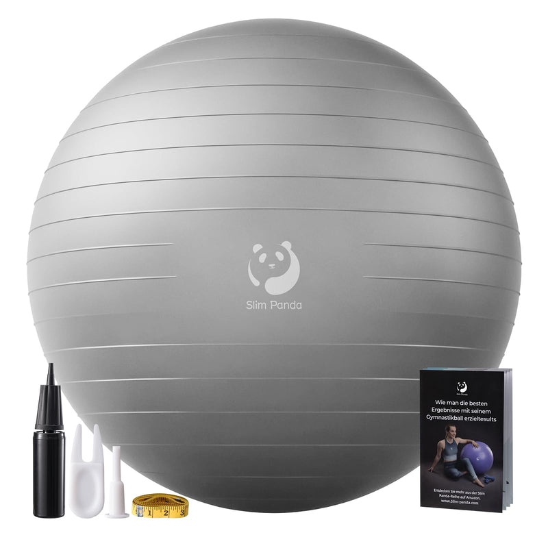 Slim Panda Ballon Pilates, 55-85cm Anti-Slip Ballon de Gymnastique avec Paille de Gonflage, Soft Yoga Ball Équilibre pour Maison, Fitness, Entraînement à l'équilibre