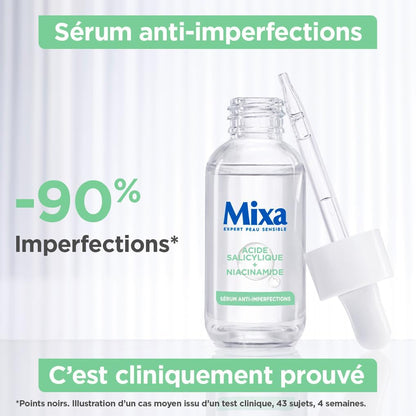 Mixa - Sérum Concentré Anti-Imperfections - Pour peaux à imperfections - Enrichi en Acide Salicylique et Niacinamide - 30 ml