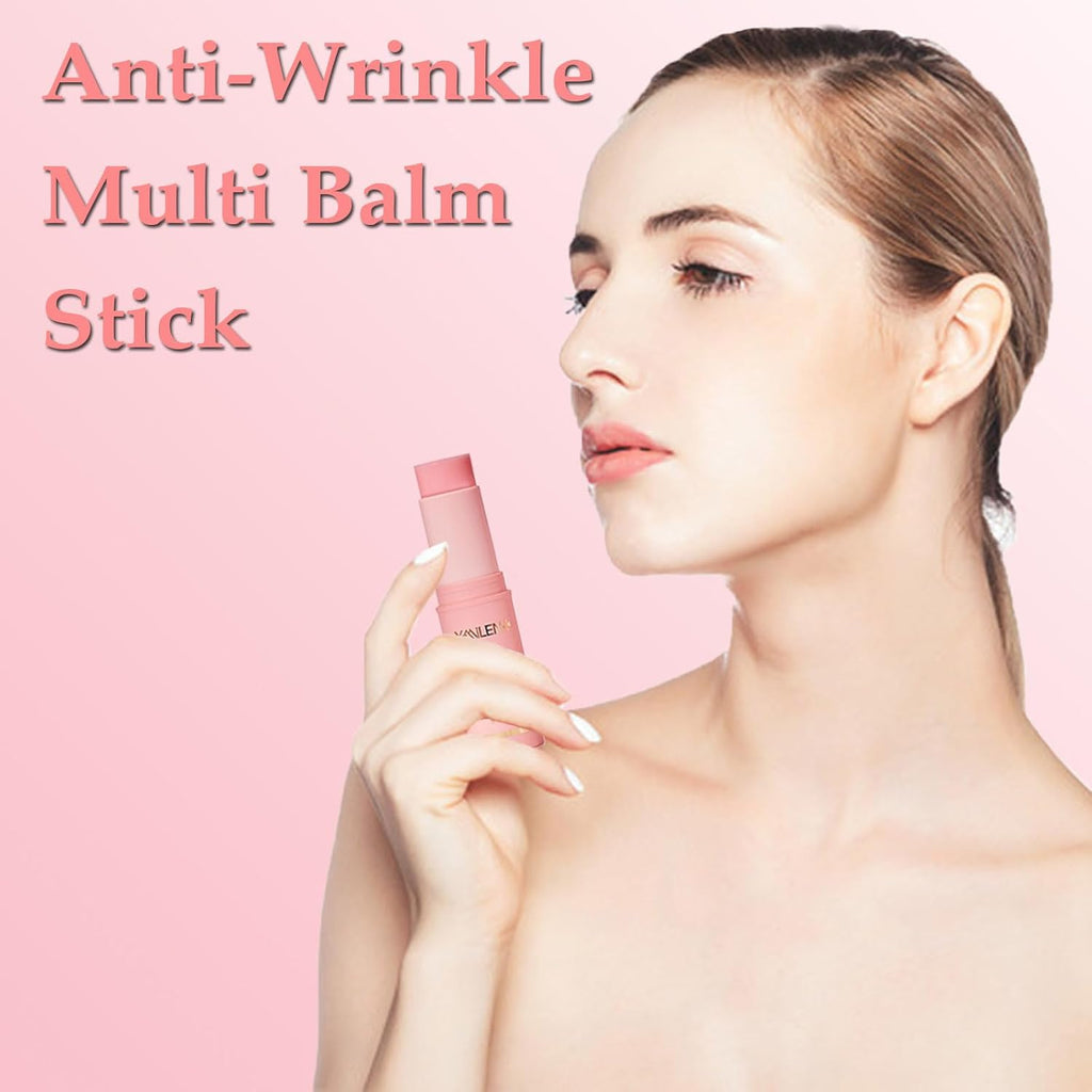 Wrinkle Bounce Multi Balm Stick coréen, baume hydratant tout-en-un anti-rides et collagène hydratant pour le visage, baume pour les yeux compact pour anti-rides et éclat aqueux
