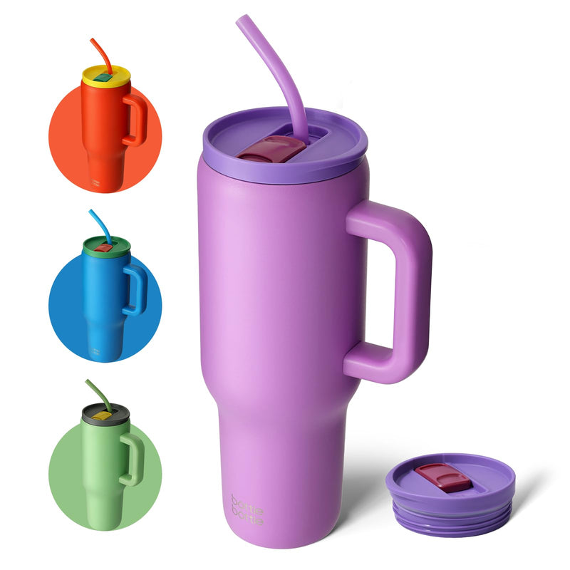 BOTTLE BOTTLE Tasse isotherme 1200 ml, Mug avec paille et poignée, Tasse avec paille sous vide en acier inoxydable pour cadeaux, fêtes, bureau, Café (Vert Menthe)