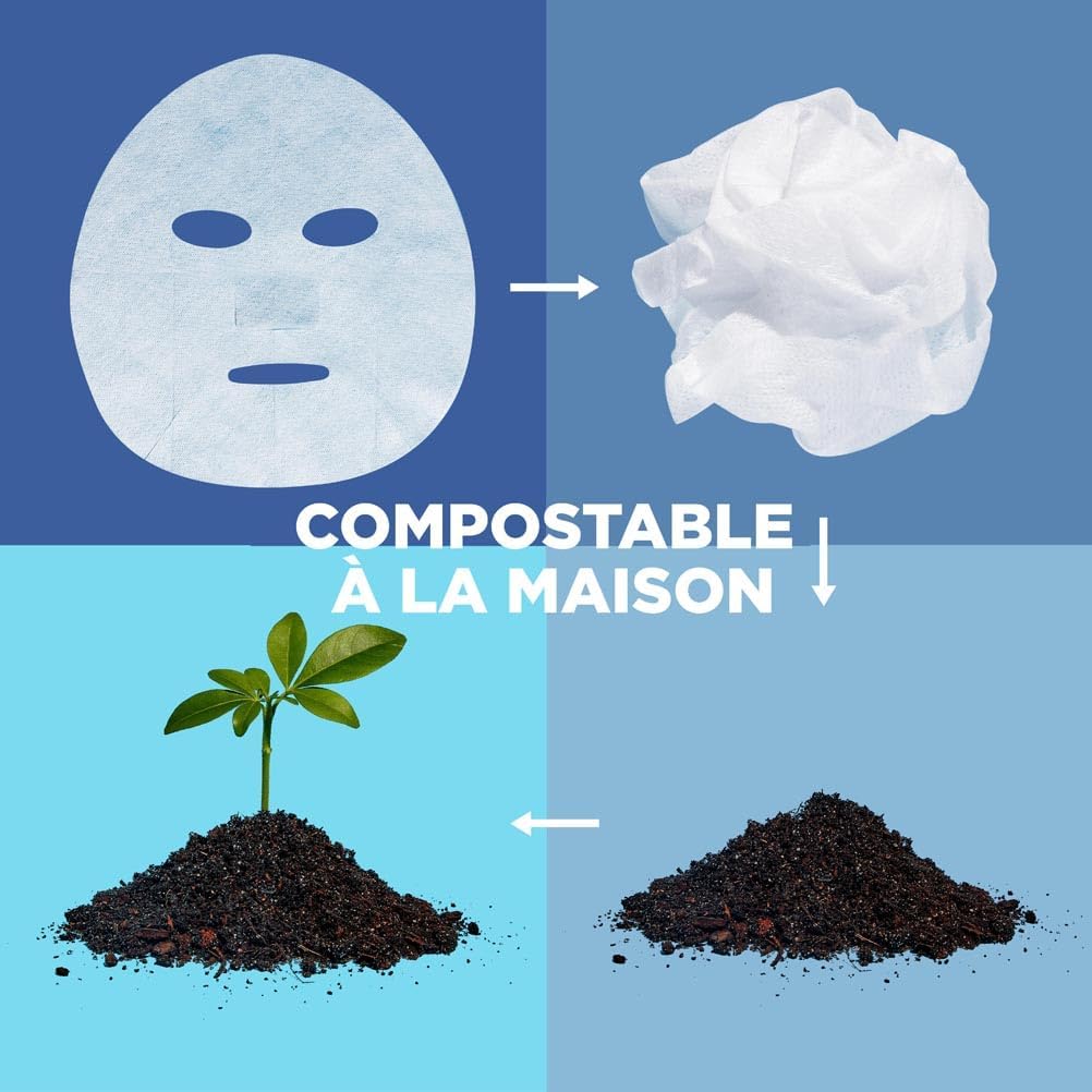 GARNIER Skin Active - Coffret Masques Tissu Hydra Bomb - Hydratant & Repulpant - À Base De Grenade & Acide Hyaluronique - Vegan & Cruelty Free - Tissu Compostable - Peaux Déshydratées - x5