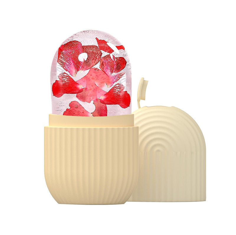 Joyeee Ice Roller, massage de la glace pour les yeux réutilisable, beauté du visage, soins de la peau compresse de glace rétrécit les pores réduit les poches améliore l'élasticité de la peau. (Rose)