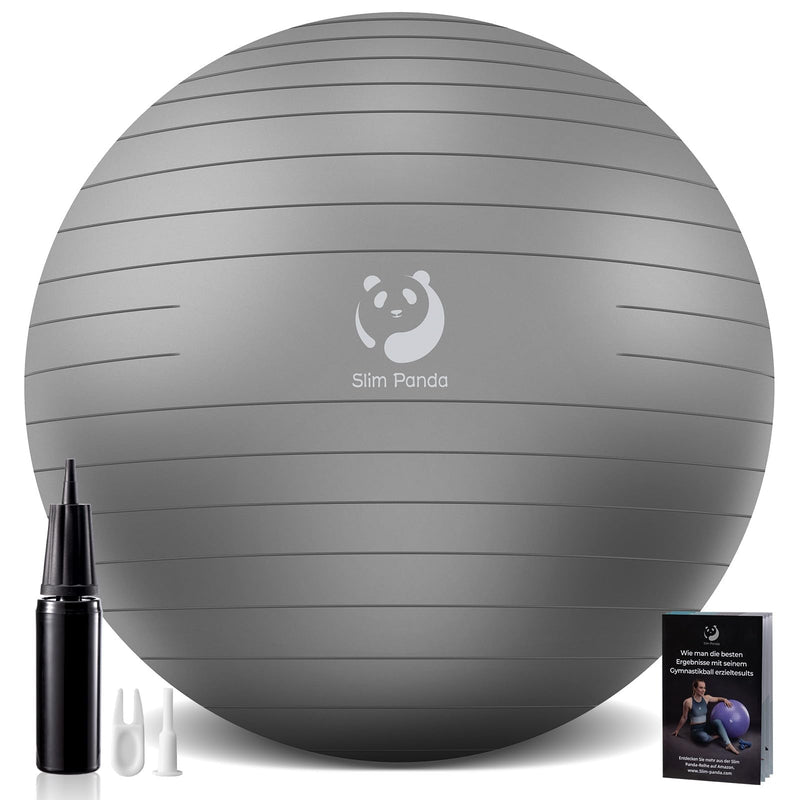 Slim Panda Ballon Pilates, 55-85cm Anti-Slip Ballon de Gymnastique avec Paille de Gonflage, Soft Yoga Ball Équilibre pour Maison, Fitness, Entraînement à l'équilibre