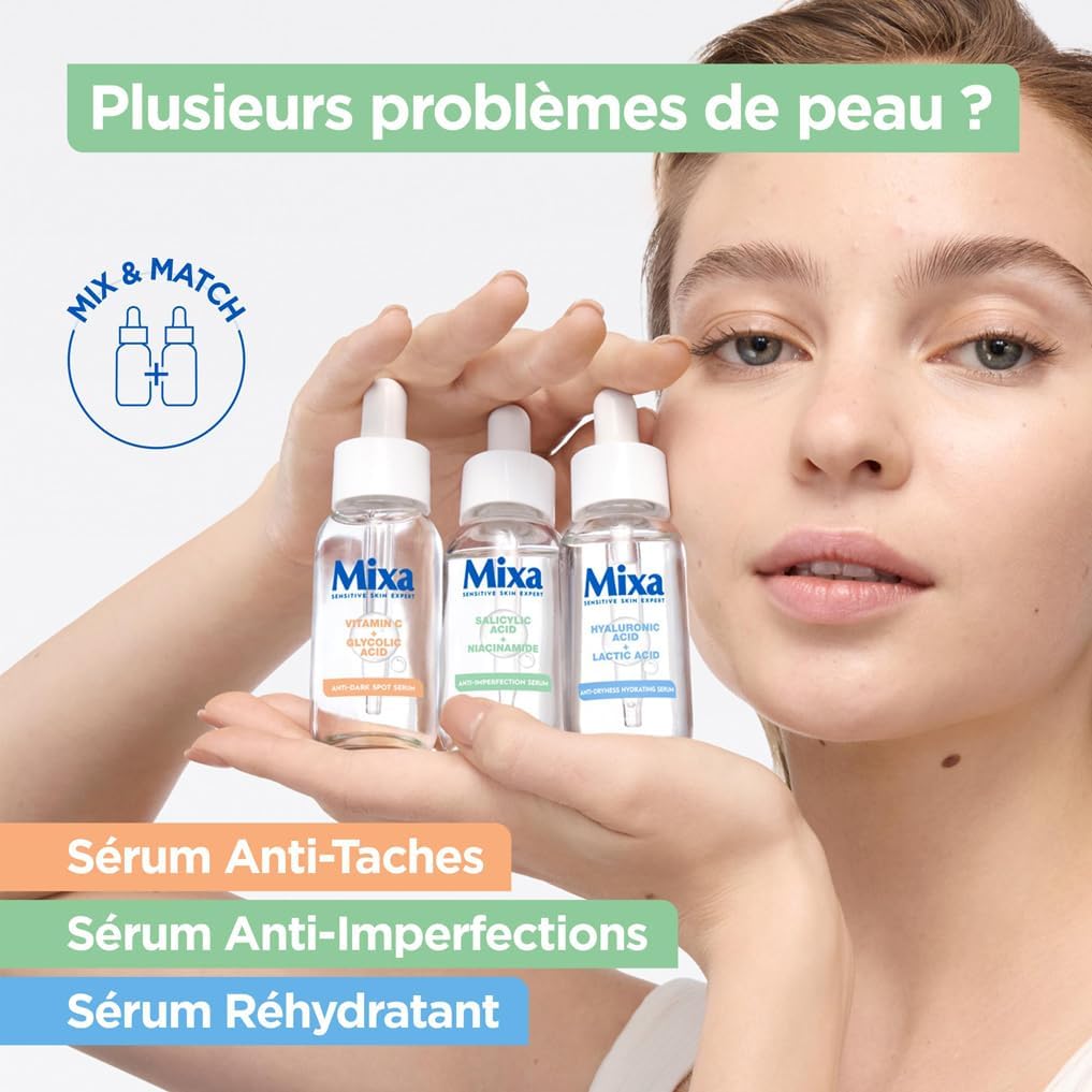 Mixa - Sérum Concentré Anti-Imperfections - Pour peaux à imperfections - Enrichi en Acide Salicylique et Niacinamide - 30 ml