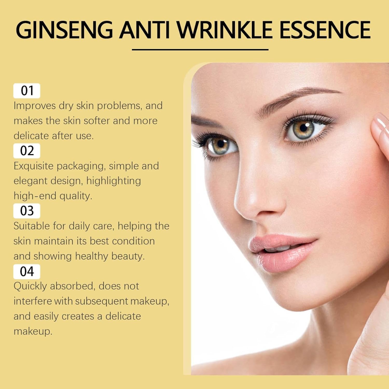 Serum Anti Rides Puissant Immediat, Ginseng Anti Rides Instant Peptide Serum, Soin Coréen Visage Essence Sérum, Produit Coréen Visage Serums, Ginseng Anti-Wrinkle Essence Sérum (120ML, 1PC)