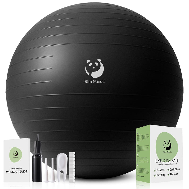 Slim Panda Ballon Pilates, 55-85cm Anti-Slip Ballon de Gymnastique avec Paille de Gonflage, Soft Yoga Ball Équilibre pour Maison, Fitness, Entraînement à l'équilibre