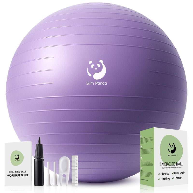 Slim Panda Ballon Pilates, 55-85cm Anti-Slip Ballon de Gymnastique avec Paille de Gonflage, Soft Yoga Ball Équilibre pour Maison, Fitness, Entraînement à l'équilibre