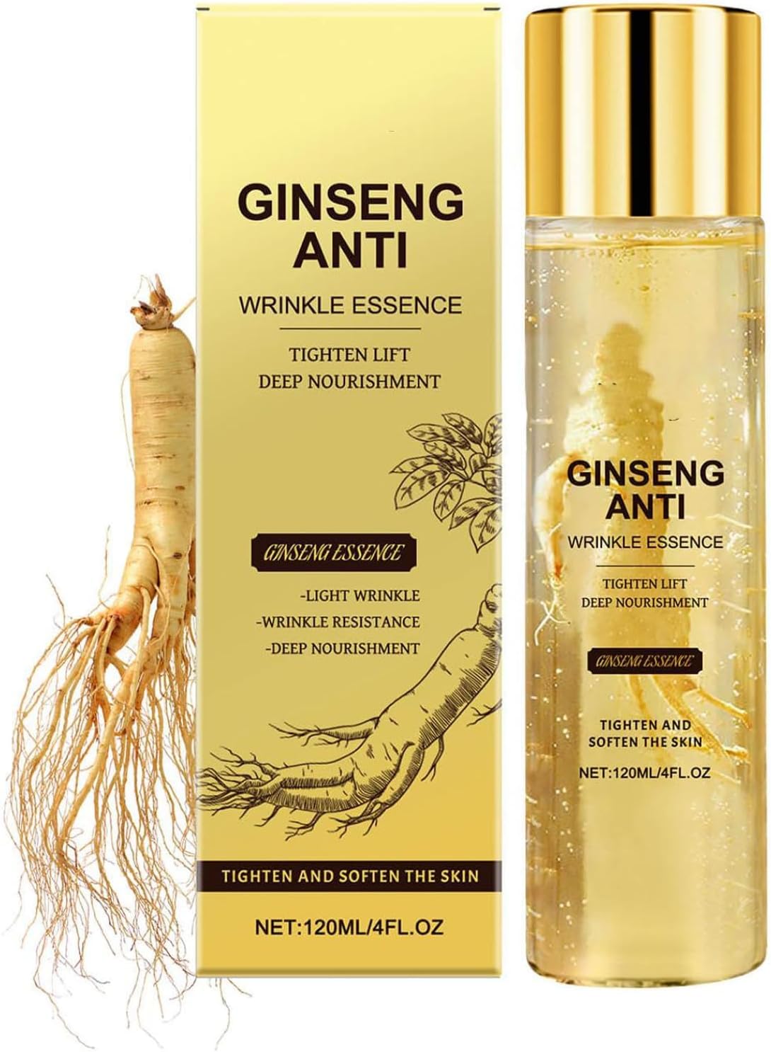 Serum Anti Rides Puissant Immediat, Ginseng Anti Rides Instant Peptide Serum, Soin Coréen Visage Essence Sérum, Produit Coréen Visage Serums, Ginseng Anti-Wrinkle Essence Sérum (120ML, 1PC)