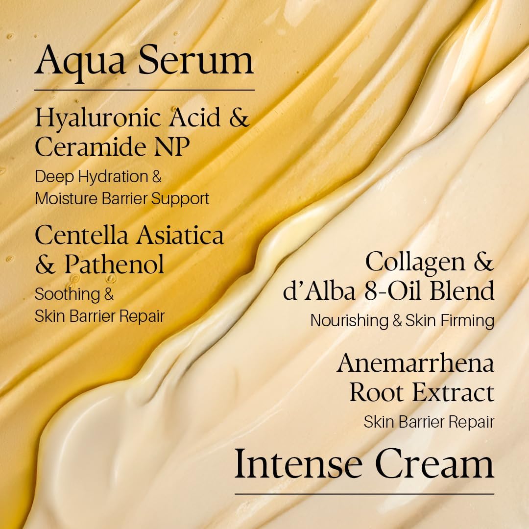 d'Alba Double Sérum et Crème à la Truffe Blanche Italienne, Soin de la Peau Coréen Végétalien, Crème Hydratante Personnalisable 2 en 1 aux Truffes Blanches, Adaptée à Tous les Types de Peau