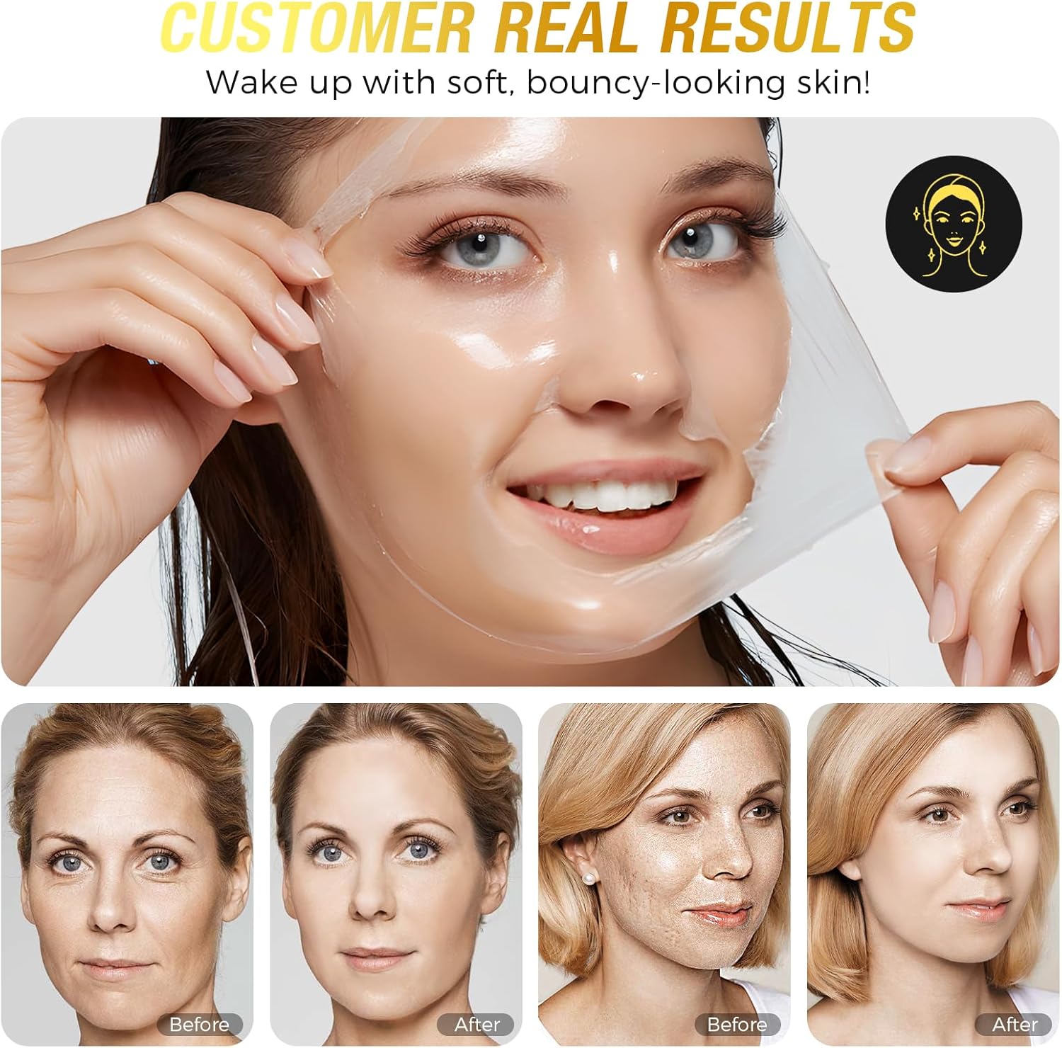 Masque de nuit à la bave d'escargot au collagène pour le visage - Masque de collagène bio - Masque exfoliant pour la peau - Masque facial efficace en profondeur - Pinceau de soin coréen inclus