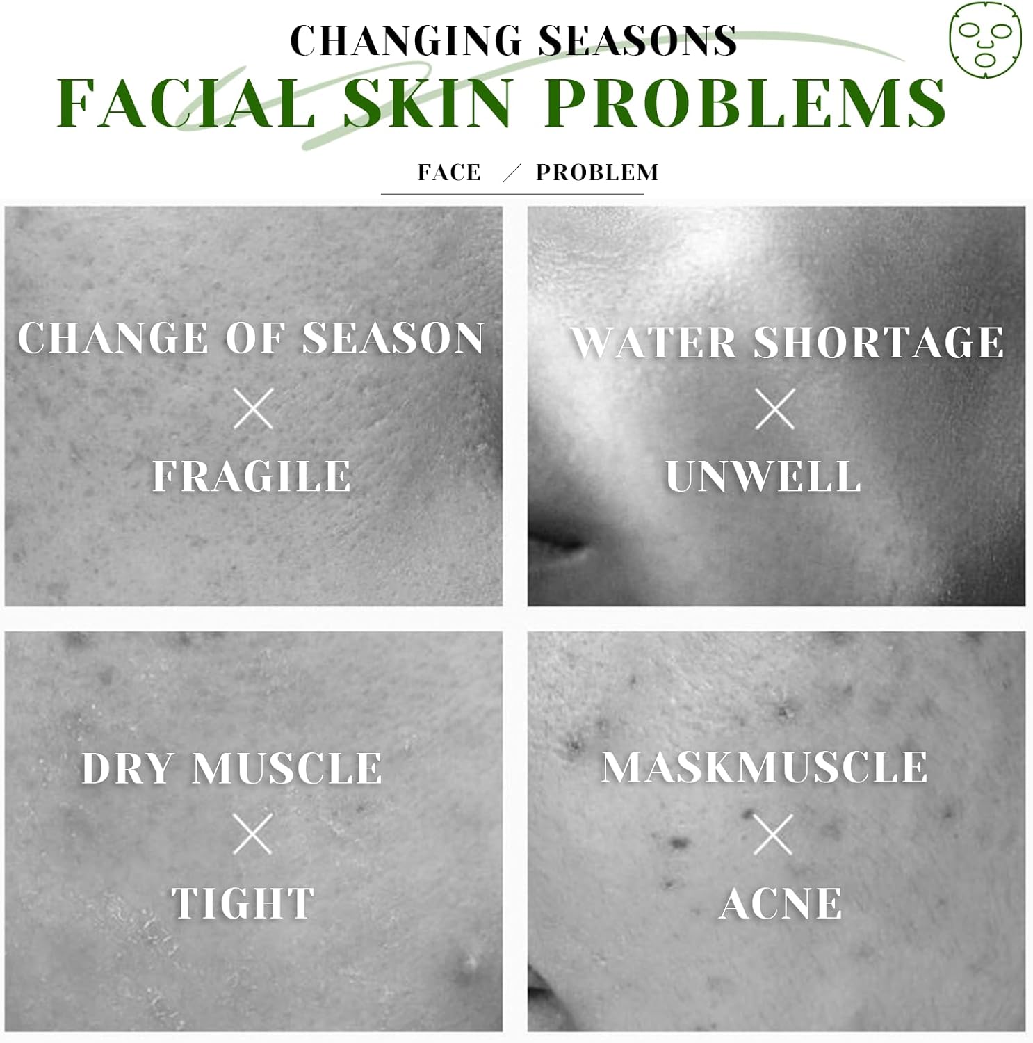 12 Masques en Feuille, Soin Coréen pour le Visage avec Ingrédients Naturels, Masque de Beauté Daily Care, Hydratation et Nourrissants pour Tous les Types de Peau, 25ML