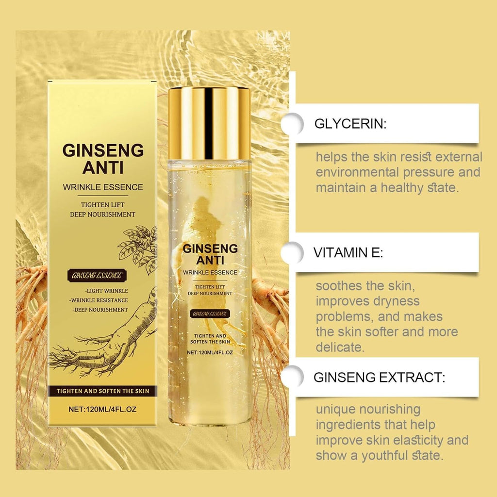 Serum Anti Rides Puissant Immediat, Ginseng Anti Rides Instant Peptide Serum, Soin Coréen Visage Essence Sérum, Produit Coréen Visage Serums, Ginseng Anti-Wrinkle Essence Sérum (120ML, 1PC)