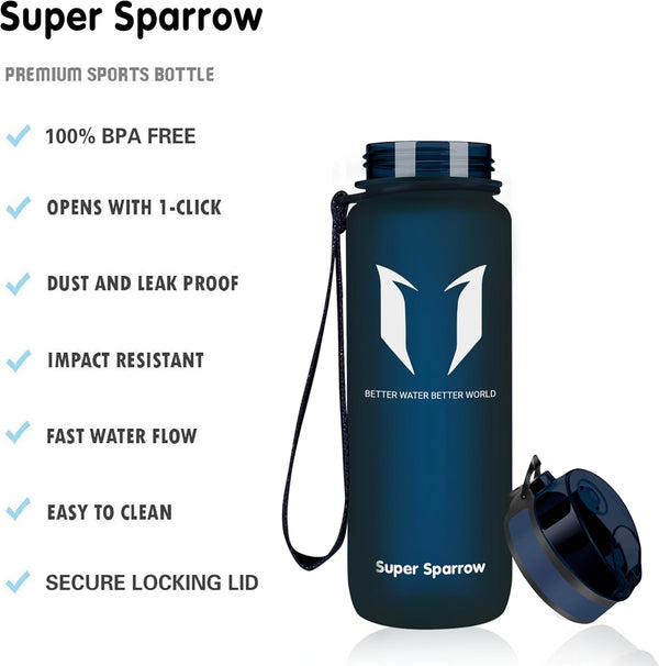 Super Sparrow Bouteille d'eau - Gourde - 350ml/500ml/750ml/1000ml - sans BPA - Convient pour Le Sport, la randonnée, l'école, Le Bureau, en Plein air
