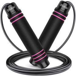 Blukar Corde à Sauter, Speed Jump Rope Réglable pour Hommes & Femmes , Roulements à Billes en Acier, Poignées Antidérapantes en Mousse, Câble en Acier pour Fitness, Crossfit, Sport, Boxe, GYM