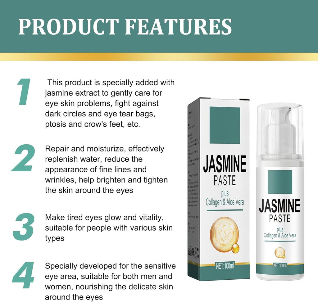Pommade au jasmin contre les cernes sous les yeux, anti-rides, pommade au jasmin contre les cernes, pommade au jasmin contre les cernes, 100 ml, kit de soin du visage pour adolescents (blanc, taille