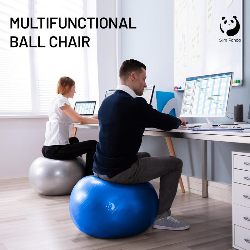 Slim Panda Ballon Pilates, 55-85cm Anti-Slip Ballon de Gymnastique avec Paille de Gonflage, Soft Yoga Ball Équilibre pour Maison, Fitness, Entraînement à l'équilibre