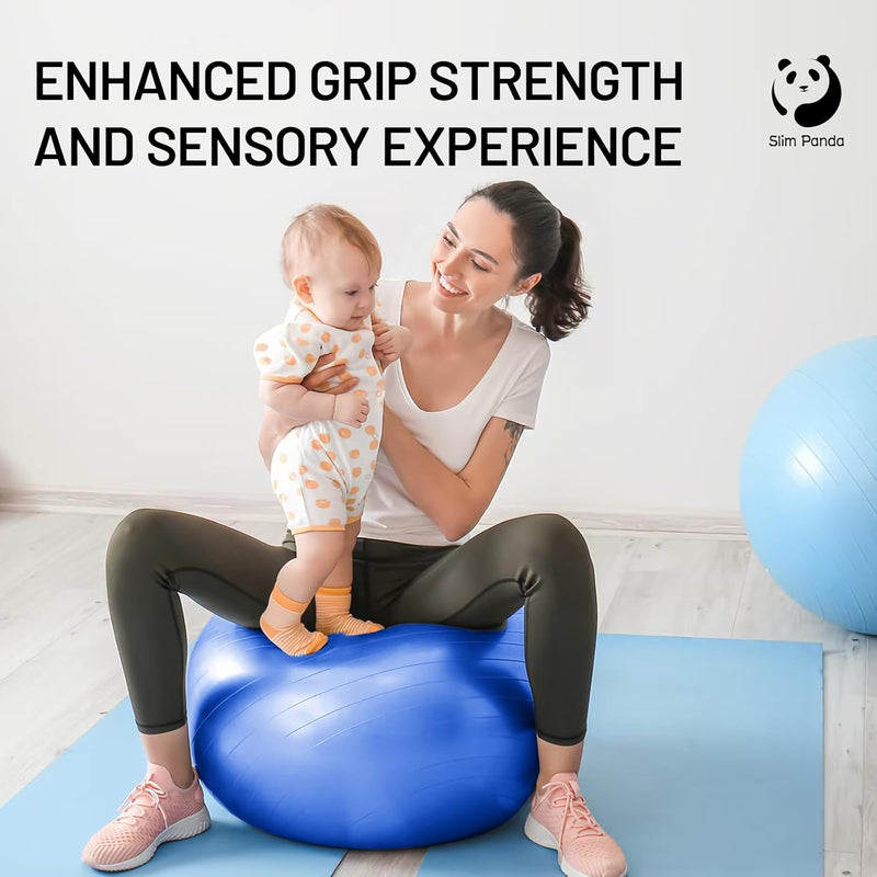 Slim Panda Ballon Pilates, 55-85cm Anti-Slip Ballon de Gymnastique avec Paille de Gonflage, Soft Yoga Ball Équilibre pour Maison, Fitness, Entraînement à l'équilibre