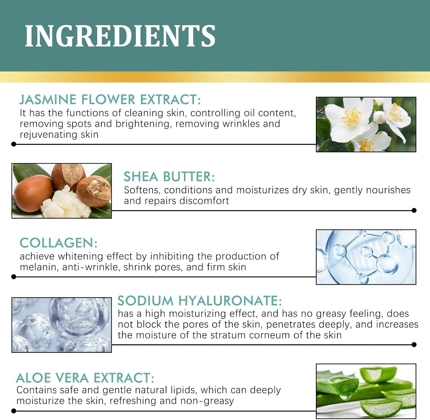 Pommade au jasmin contre les cernes sous les yeux, anti-rides, pommade au jasmin contre les cernes, pommade au jasmin contre les cernes, 100 ml, kit de soin du visage pour adolescents (blanc, taille