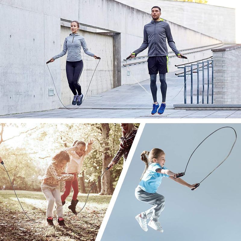 Blukar Corde à Sauter, Speed Jump Rope Réglable pour Hommes & Femmes , Roulements à Billes en Acier, Poignées Antidérapantes en Mousse, Câble en Acier pour Fitness, Crossfit, Sport, Boxe, GYM