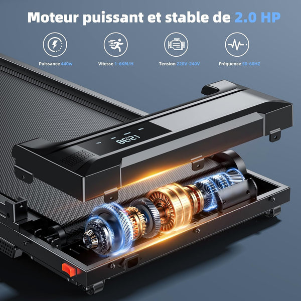Tapis de Marche Course Pliable - Maison Bureau Walking Pad Roulant Électrique Compact Vibrant Treadmill 6KM/H Moteur Silencieux Motorise Portable Petit Courses Mini Treadmills