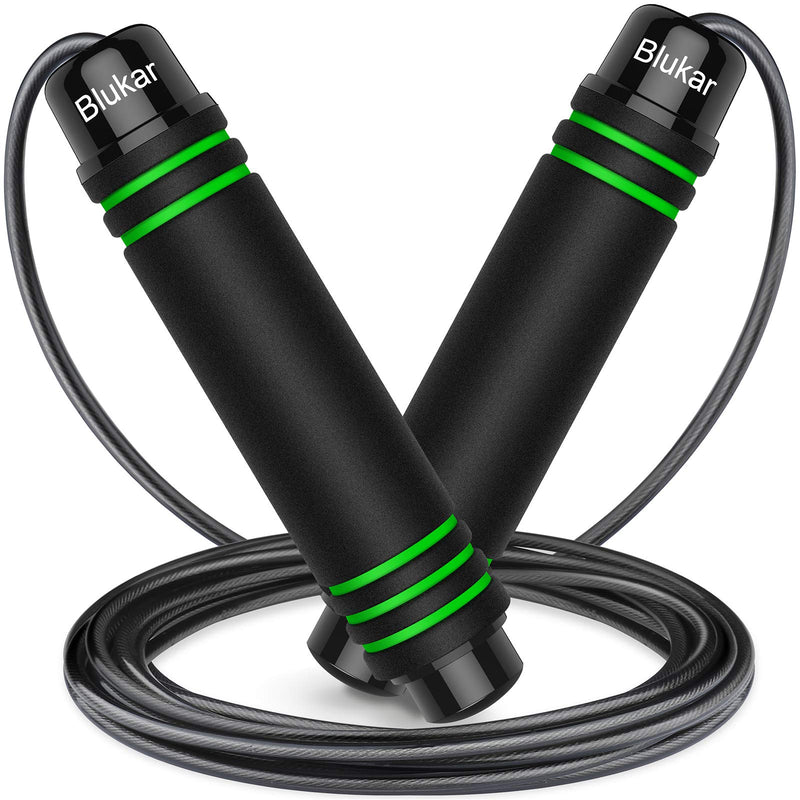 Blukar Corde à Sauter, Speed Jump Rope Réglable pour Hommes & Femmes , Roulements à Billes en Acier, Poignées Antidérapantes en Mousse, Câble en Acier pour Fitness, Crossfit, Sport, Boxe, GYM