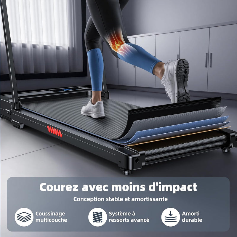 Tapis de Marche Course Pliable - Maison Bureau Walking Pad Roulant Électrique Compact Vibrant Treadmill 6KM/H Moteur Silencieux Motorise Portable Petit Courses Mini Treadmills