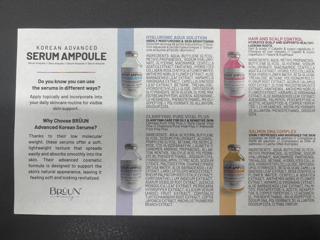 BRÜNN HS - Ampoule Sérum Booster Coréen pour Pousse des Cheveux Usage Sans Derma Pen Soin de la Peau 1,18 fl.oz