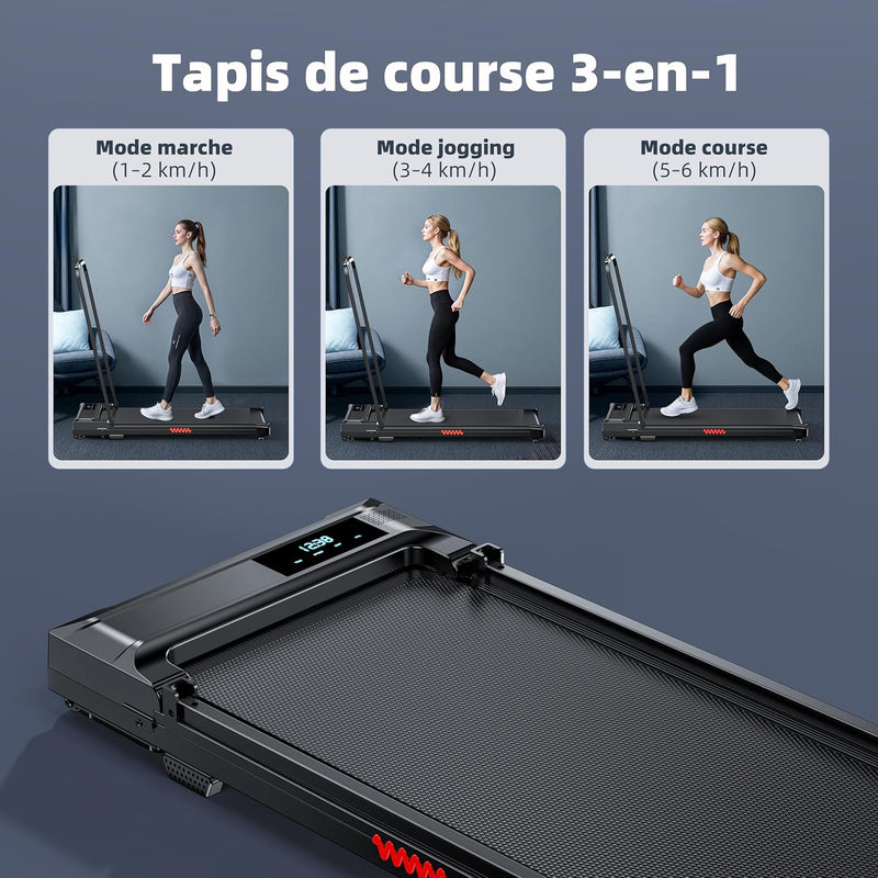 Tapis de Marche Course Pliable - Maison Bureau Walking Pad Roulant Électrique Compact Vibrant Treadmill 6KM/H Moteur Silencieux Motorise Portable Petit Courses Mini Treadmills
